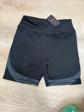 Women's Black High-Waist Bike Shorts with Heather Detail
